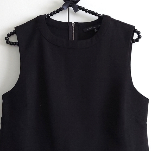 Endless Rose Black Feathered Hem & Exposed Silvertone Zipper Camisole Size Small - Picture 2 of 16